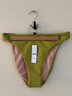 J. Crew Chartreuse High-rise, ribbed bikini bottom - NWT - Small